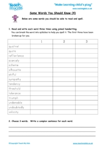 Worksheets for kids - some-words-you-should-know-4